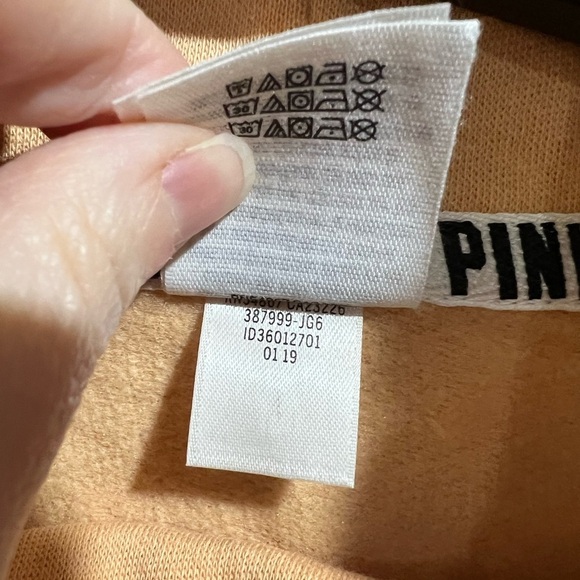 NEW NIP VS PINK Victoria Secret tan orange nude cowl neck sweatshirt L large - Picture 6 of 7